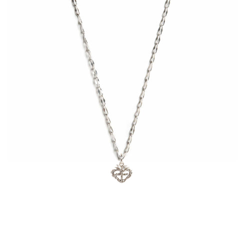 Sacred Heart Logo Charm Necklace - Silver