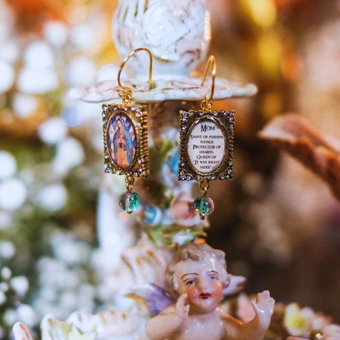 Scapular Earrings For Mom - Gold