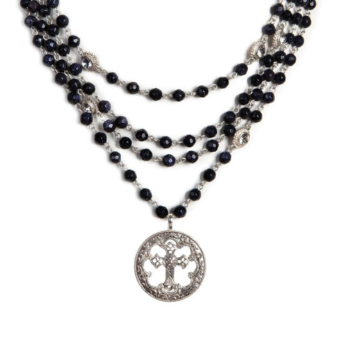 Magdalena - 6mm Semi-Precious Blue Goldstone Faceted All Medallions