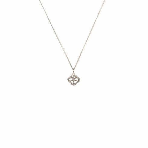 Sacred Heart Logo Charm Necklace - Silver