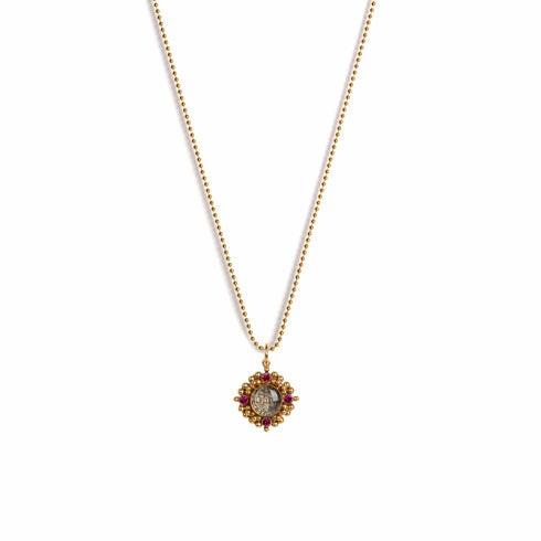 Little Pink Blessing Charm Necklace - Gold