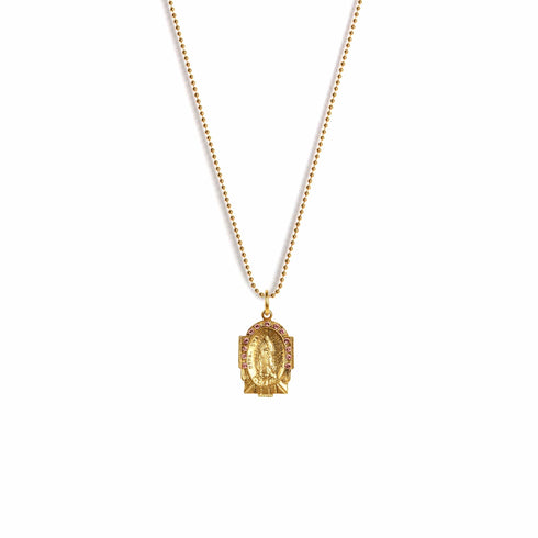 Love My Guadalupe Rose Charm Necklace - Gold