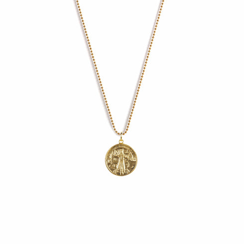 Saint Francis & His Squirrel Charm Necklace - Gold - VSA Designs