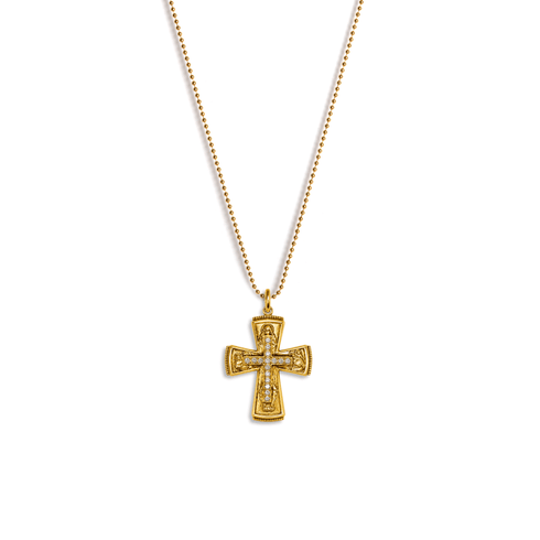 Bourne Again Rebel Cross Charm Necklace - Gold
