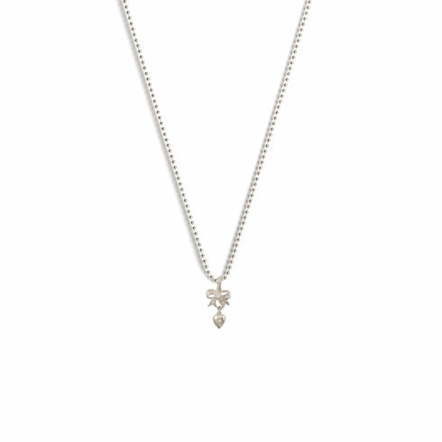 Pink At Heart Charm Necklace - Silver