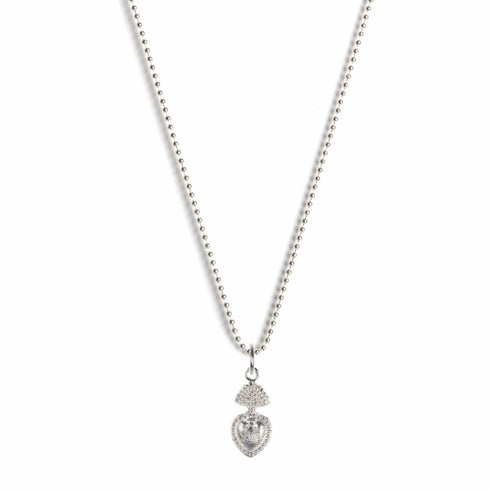 Sacred Heart sVa Mini Charm Necklace - Silver
