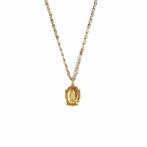 Love My Guadalupe Rose Charm Necklace - Gold