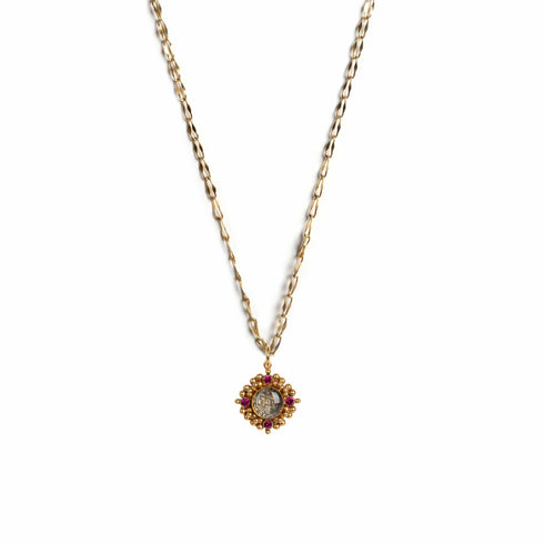 Little Pink Blessing Charm Necklace - Gold