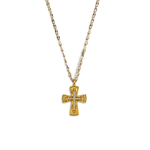 Bourne Again Rebel Cross Charm Necklace - Gold