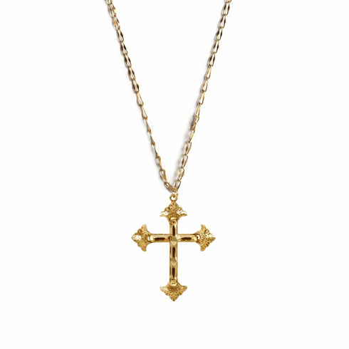 Resurrection Crystal Cross Charm Necklace - Gold