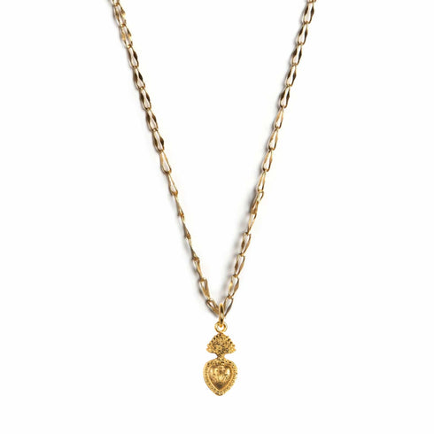 Sacred Heart sVa Mini Charm Necklace - Gold
