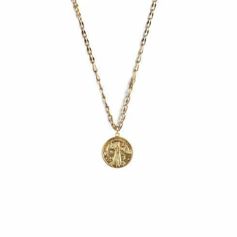 Saint Francis & His Squirrel Charm Necklace - Gold - VSA Designs