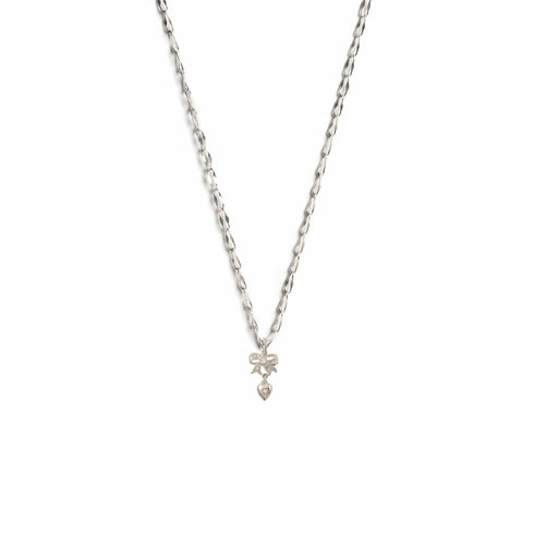 Pink At Heart Charm Necklace - Silver