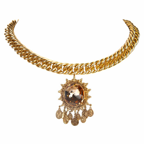 Iconic Chain Choker with Tribal Medallion - Gold