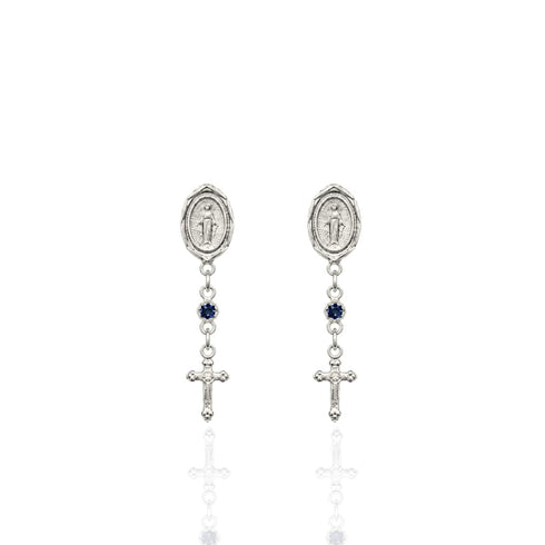 Maddie Rosary Post Earrings Montana - Silver