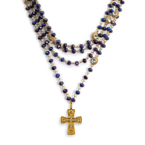 Bourne Again Magdalena With Rebel Cross Purple Velvet - Gold