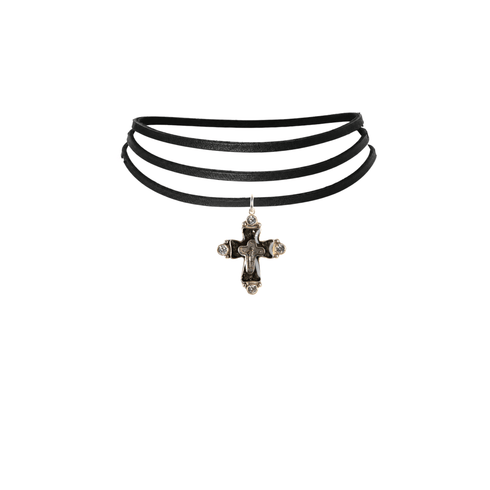 Leather Lariat Black - Silver