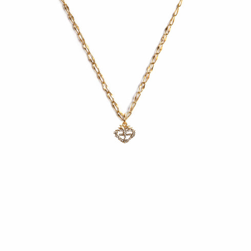 Sacred Heart Logo Charm Necklace - Gold