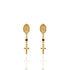 Maddie Rosary Post Earrings Burgundy - Gold