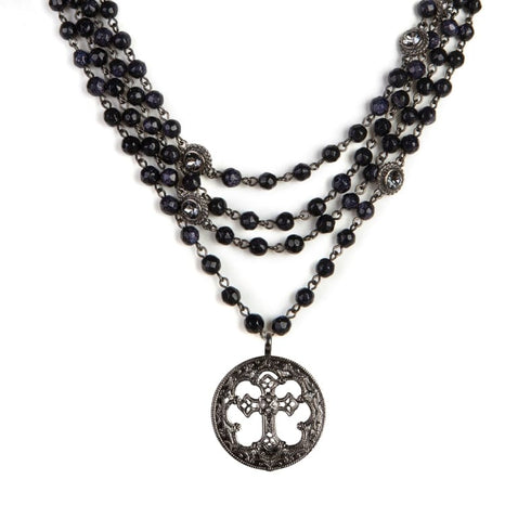 Magdalena - 6mm Semi-Precious Blue Goldstone Faceted All Medallions