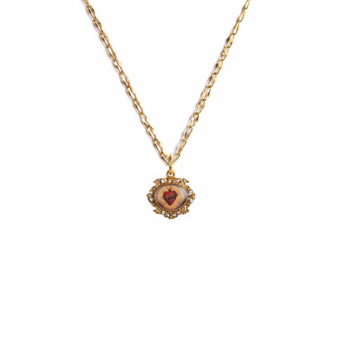 Retablo Small Oval Framed Charm Necklace - Gold - VSA Designs