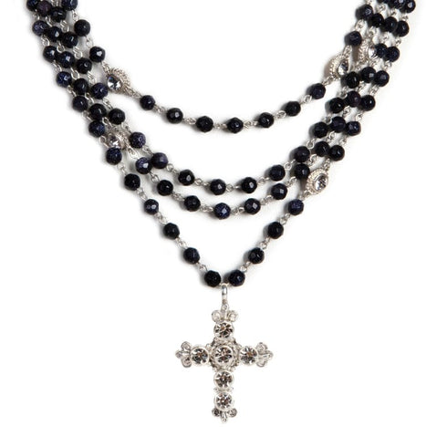 Magdalena - 6mm Semi-Precious Blue Goldstone Faceted All Medallions