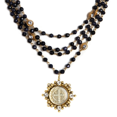 Magdalena - 6mm Semi-Precious Blue Goldstone Faceted All Medallions