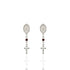 Maddie Rosary Post Earrings Burgundy - Silver