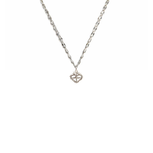 Sacred Heart Logo Charm Necklace - Silver