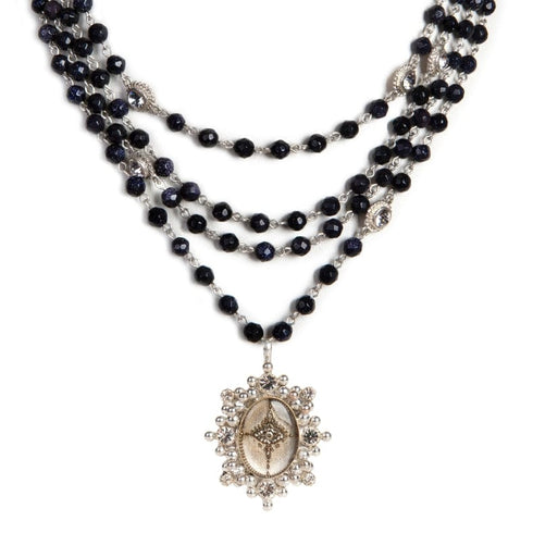 Magdalena - 6mm Semi-Precious Blue Goldstone Faceted All Medallions