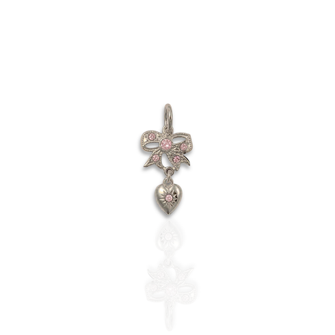 Pink At Heart Charm - Silver
