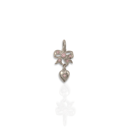Pink At Heart Charm - Silver