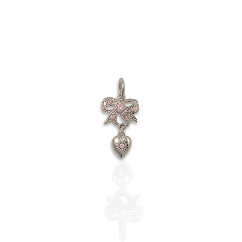 Pink At Heart Charm - Silver
