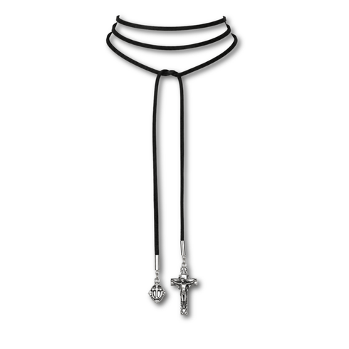 Bourne Again Gospel Leather Lariat - Silver