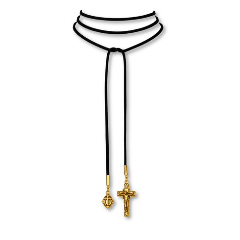 Bourne Again Gospel Leather Lariat - Gold