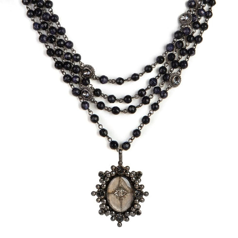 Magdalena - 6mm Semi-Precious Blue Goldstone Faceted All Medallions