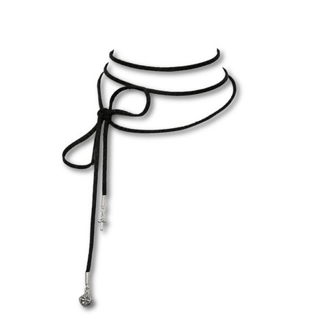 Leather Lariat Black - Silver