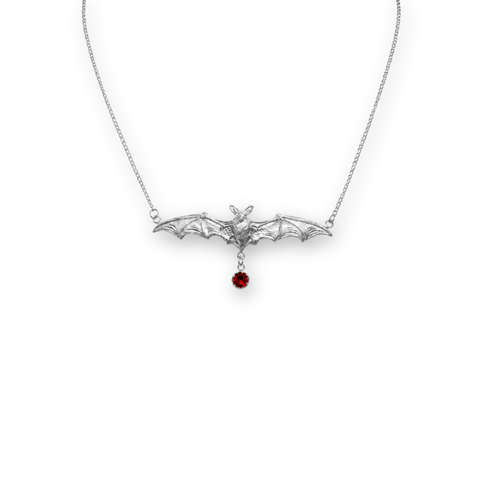 Bourne Again Bat Kissed Necklace - Silver