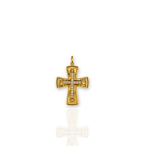 Bourne Again Rebel Cross Charm - Gold