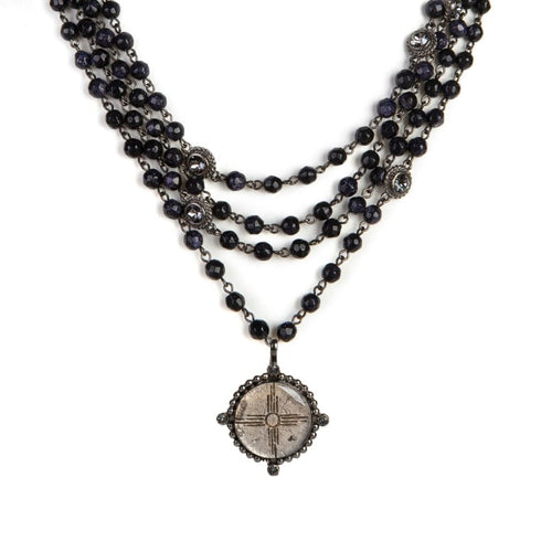 Magdalena - 6mm Semi-Precious Blue Goldstone Faceted All Medallions