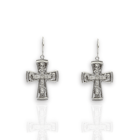 Bourne Again Rebel Cross Earrings - Silver