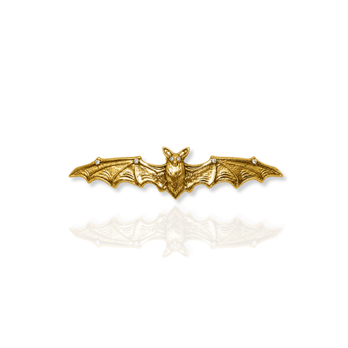 Bourne Again Bat Kissed Brooche - Gold