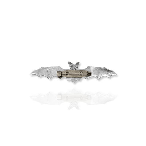 Bourne Again Bat Kissed Brooche - Silver