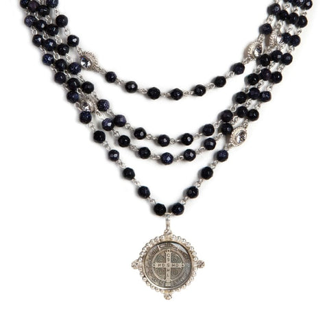 Magdalena - 6mm Semi-Precious Blue Goldstone Faceted All Medallions