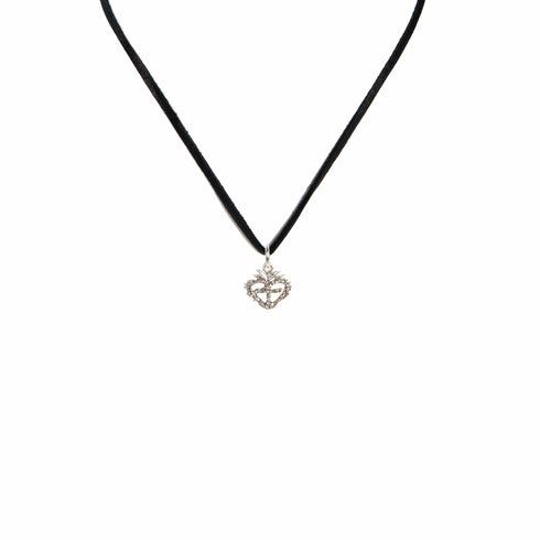 Sacred Heart Logo Charm Necklace - Silver
