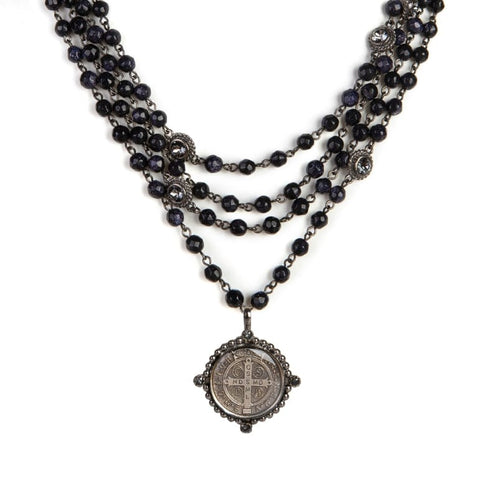 Magdalena - 6mm Semi-Precious Blue Goldstone Faceted All Medallions