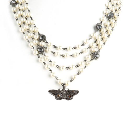 Magdalena - 6mm Pearl Cream with All Medallions Gunmetal