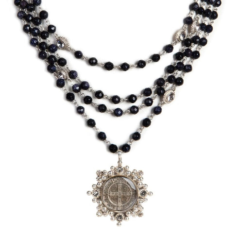 Magdalena - 6mm Semi-Precious Blue Goldstone Faceted All Medallions