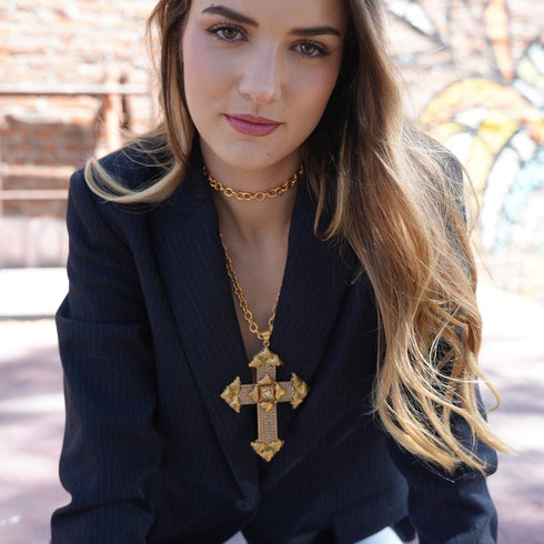 A$AP Chain 34" with Resurrection Cross - Gold