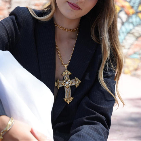 A$AP Chain 34" with Resurrection Cross - Gold